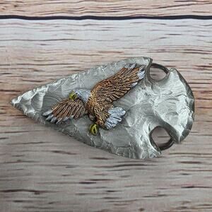 Vintage Arrowhead Belt Buckle Great American Bald Eagle Native American USA 1991